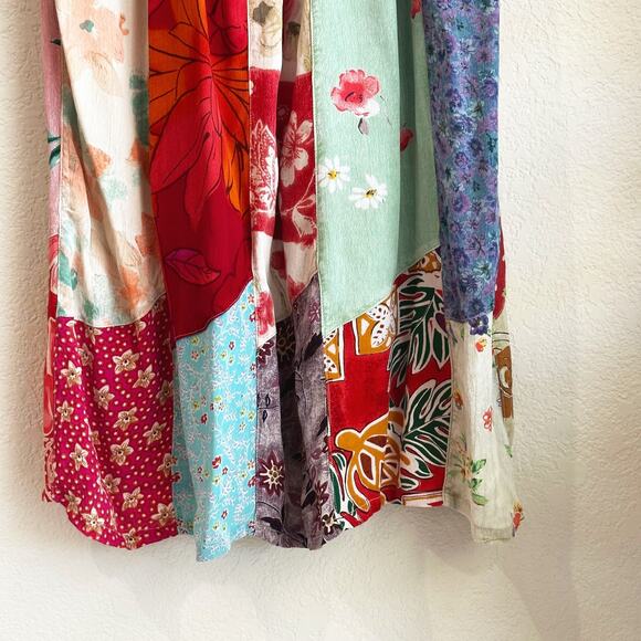 Sacred Threads Maxi Patchwork Skirt Medium Boho Hippie Peasant Cottage Farmcore - Picture 3 of 8